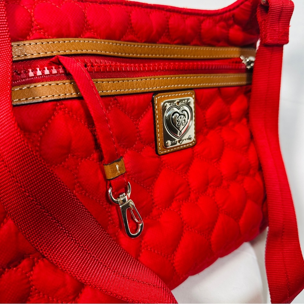 Brighton Kash Messenger Quilted Nylon Heart Crossbody Red Bag quiet luxury - Picture 7 of 15